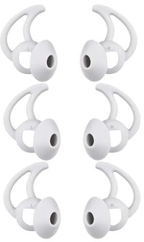 MQIMY Earbud Replacement Tips Compatible with Bose QuietComfort and Sport Headphones, Soft Silicone, White, 3 Pairs