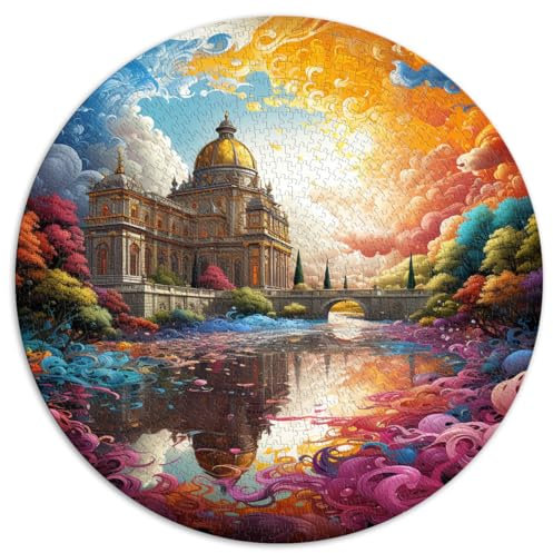 Rundes Puzzle mit 1000 Teilen, Palacio Real de Madrid, runde Puzzles, für Erwachsene und Kinder, Papppuzzle, Heimdekoration, Größe: 67,5 x 67,5 cm