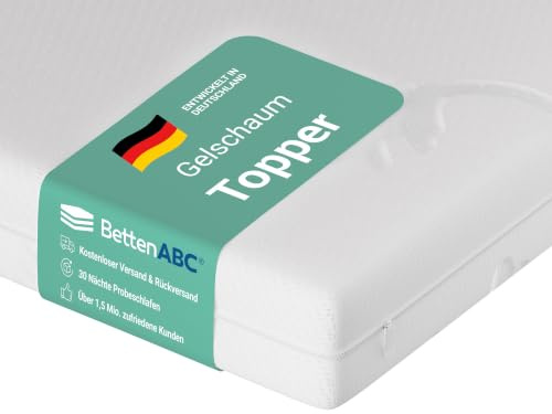 Betten-ABC - ViGeTo Topper - 140x200 cm - Gelschaumtechnologie - Optimale Temperaturregulierung & Körperkontur-Anpassung - Hypoallergen & Antibakteriell - Bezug abnehmbar & waschbar - Paketlieferung