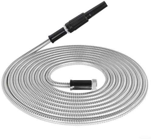 Tuyau en métal en acier inoxydable, convient pour jet de douche, cône central plat, brume complète, plusieurs modes, tuyau d'arrosage de 7,6 m, résistance à l'éclatement de 500 psi