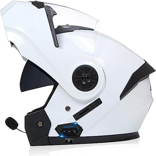 Modulable Casque Bluetooth Moto Homme Et Femme Homologué ECE Flip Up Casque Adulte Moto avec Double Visière pour Anti-Collision Casque Scooter Casque Integral Modulable pour Locomotive