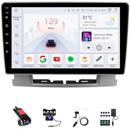 9 Inch 2 Din Android 14 Touch Screen Car Radio for Opel Astra J Buick Excelle 2 2009-2017 with GPS Navigation Bluetooth Wireless Carplay Steering Wheel Controls AHD Backup Camera(F1 (2+32G))