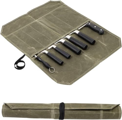 Générique Sac Couteau, Sac Rangement Couteaux Cuisine, Rouleau Couteau Chef Professionnel, Étui Toile Cirée Couteaux, Sac Rouleau Couteau Chef, Adapté à la Cuisine, Camping