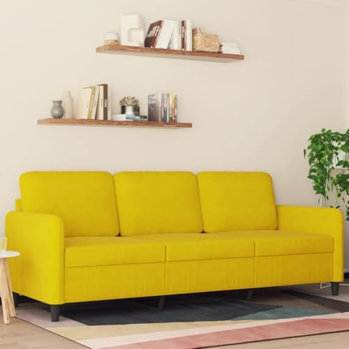 Willood 3 Sitzer Sofa mit Schlaffunktion Couch für Wohnzimmer Schlafzimmer Gelb 180 cm Samt
