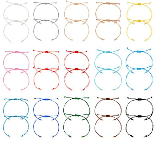 UNICRAFTALE 30Pcs 15 Couleurs Bracelet Tressé Réglable 30cm Bracelet en Polyester Ciré Bracelet en Corde à Moitié Fini Bracelets D'Amitié en Cordon Torsadé pour la Fabrication de Bijoux pour Femmes