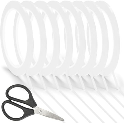 Annickee 8 Pièces Ruban Adhésif pour Tableau Blanc, Graphique Ruban, Accessoire Autocollant pour Tableau, Ruban de Marquage pour Bureau, École, Maison(3mm x 66m) (Blanc)