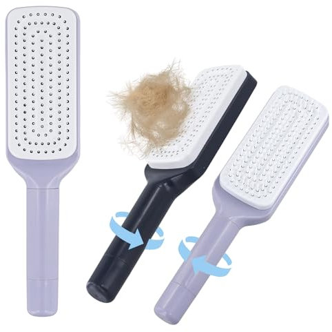 2PCS Self Cleaning Hair Brushes Set, Retractable Cleaning Combs with Rotating Lifting, 3D Airbag Comb, Anti-Static Massage Combs, Suitable for All Hair Types,easily Comb Hair And Clean