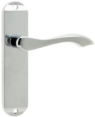 Loops Polished Chrome Suite Door Handle on Latchplate for Modern Interiors - Interior Lever on Backplate