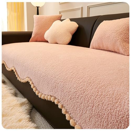 HGTRH Sofa üBerzug L Form Groß Ecksofa Universal, Couch üBerzug für Eckcouch, rutschfest Sofa üBerzug rutschfest mit Silikon Pink 90 * 180