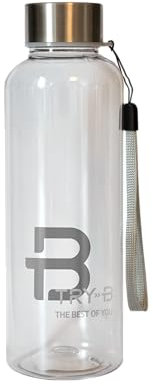 TRY‑B Trinkflasche 500 ml – Perfekte Mischflasche für TRY‑B Konzentrat zur Gewichtskontrolle – BPA‑frei, auslaufsicher & bruchfest mit weißem Deckel