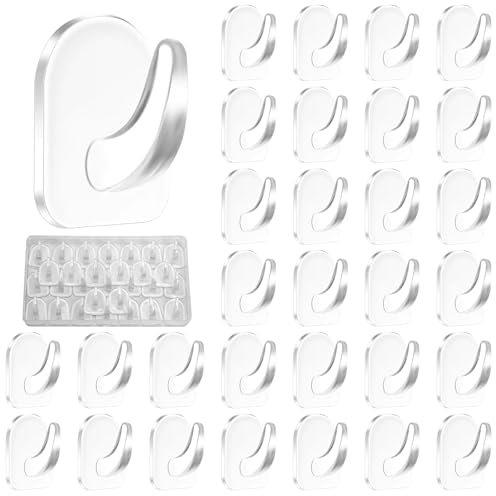 TAIXING 30 Stück Klebehaken Transparent, Kleine Acryl Haken Selbstklebend, Klebehaken Extra Stark, Wandhaken Selbstklebend für Küche, Bad, Büro, Toilettentür, Handtücher, Schlüssel, Dekoration