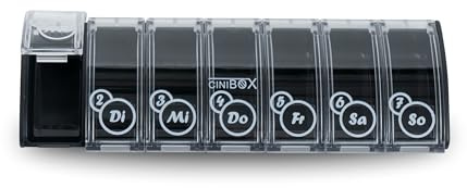 CINIBOX 7 in 1 – Tablettenbox 7 Tage – Anthrazit – Pillendose & Medikamentenbox mit 7 Fächern – leicht zu öffnen & sicher verschlossen – BPA-frei & lebensmittelecht – Made in DE