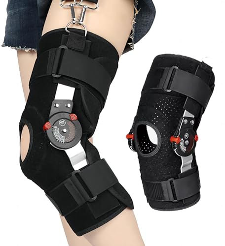 Vexorium Ginocchiera Articolata, Tutore Post-Operatorio Regolabile, Immobilizzatore per Gamba per Lesione al Menisco, Artrite, LCA, LCP, Artrosi, Riabilitazione Ortopedica,L
