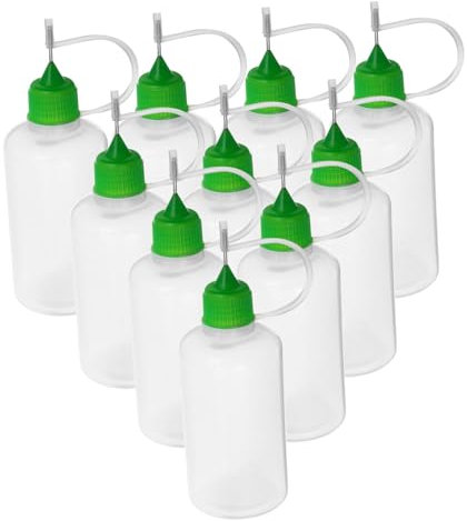 HEALEEP 10pezzi Flacone Punta Ad Ago per Applicazione Colla Flacone Applicatore Punta Fine per Colla Artigianale