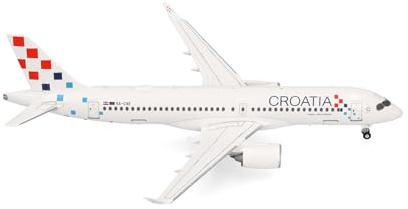 Herpa Model Airplane Croatia Airlines Airbus A220-300, miniature scale 1:200, collectible, airplane model without stand, metal