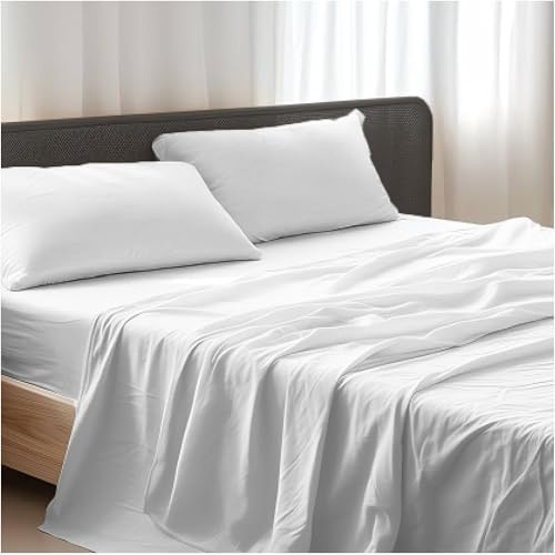 Giovanni Dolcinotti | Set Lenzuola Letto Matrimoniale 4 pz, Microfibra, Bianco, Modello Detroit - Lenzuolo con Angoli, Lenzuolo sopra e 2 Federe 50x80 cm