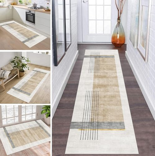 ZDYHMrj Teppich Läufer Flur rutschfest 60X300CM Küchenteppich Waschbar Flurläufer Modern Teppichläufer, Korridor Teppich Läufer für Flur, Küche, Eingang, Wohnzimmer Schmutzfangteppich
