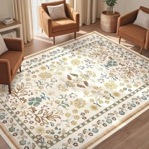 RUGMRZ Kurzflor Teppichboden 50x80cm,Gelb Fußabtreter Innen,Blumenmuster für Innen,Wohnzimmer,Eingangs