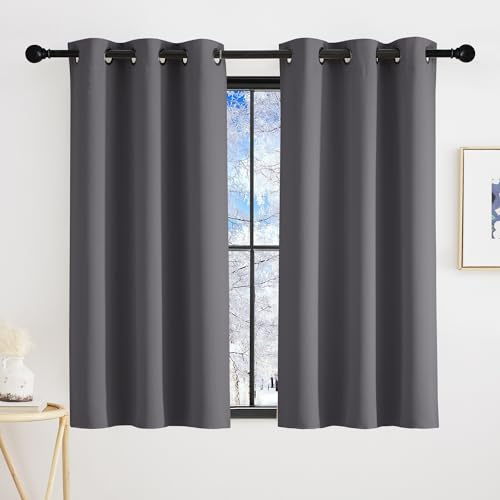 KGORGE Garue Scheibengardinen Küche Modern Verdunklungsvorhänge Kurz | H110 x B90 cm, Bistrogardine 2er Set, Thermovorhang Hitzeschutz, Verdunkelung, Sonnenschutz, für Schafzimmer/Schrank