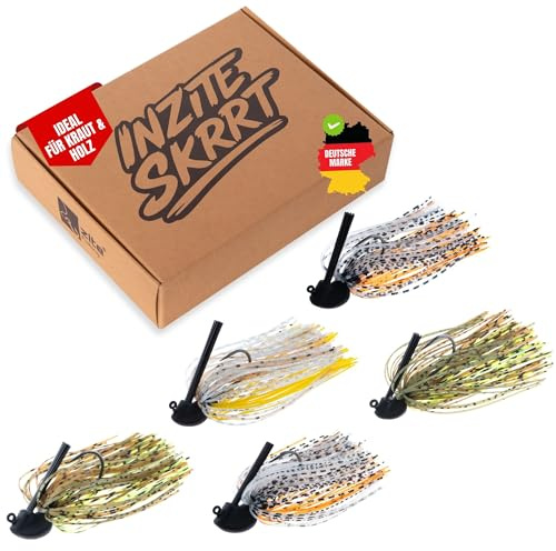 Zite Fishing Inzite SKRRT Skirt Jigs | Weedguard Jigköder mit Fransen Skirt | in 6g 10g & 14g | Realistischer Fransen Reiz & reduzierte Hänger in Struktur