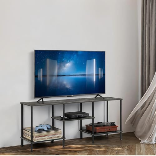 YAHKBTEN 50 Inch TV Stand for Bedroom Dark Grey Entertainment Center with Storage 3 Tier TV Consoles for Living Room TV Media Console Table Cabinet with Open Storage Shelves for 50 43 40 32 Inch TV