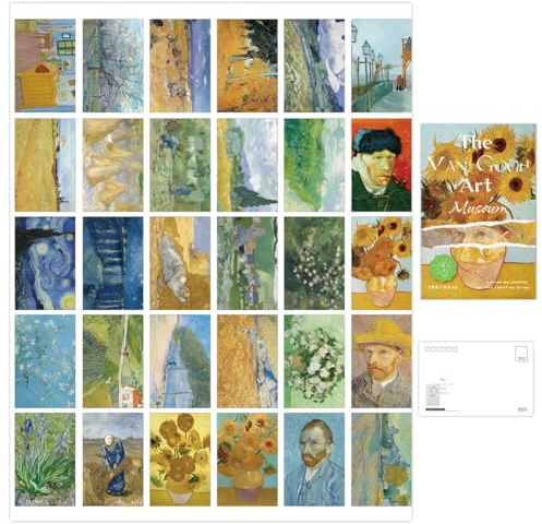 BIKPRST 30 Berühmtes Ölgemälde Postkarten,Berühmte Ölgemälde,Enthält 10 im Dunkeln leuchtende Drucke,Auswahl an Kunst-Postkarten,Schöne Kunstdrucke,Auswahl an Kunst-Postkarten,Van Gogh