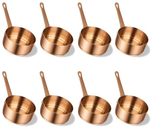 LQOZYYUL 8 Pack 100ml / 3.5oz Stainless Steel Saucepan with Handle - Bronze | Mini Sauce Pots, Nonstick Small Dipping Bowls, Metal Condiment Pots for Home Kitchen Picnic Gravy