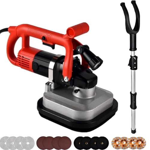 3600W Bodenschleifer und Polierer Elektrische Diamantbodenschleifer Poliermaschine Betonschleifer Set 6-fach einstellbar mit LED-Licht 600-3000RPM für Beton Zement Verlängerungsstange