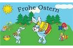 Frohe Ostern, Osterhase auf Berg Fahne Flagge Grösse 0,90 x 0,60m - FRIP –Versand®