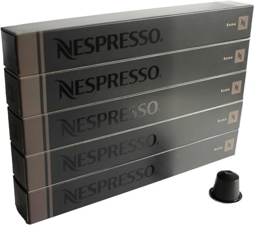 Nespresso Lot de 5 boîtes de 10 capsules d’expresso Roma (50 capsules en tout)