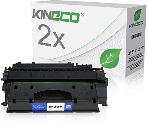 Kineco 2 Toner kompatibel mit HP CF280X Laserjet Pro 400 M401dn, M401dw, MFP M425dn, M425dw - Schwarz je 6.900 Seiten