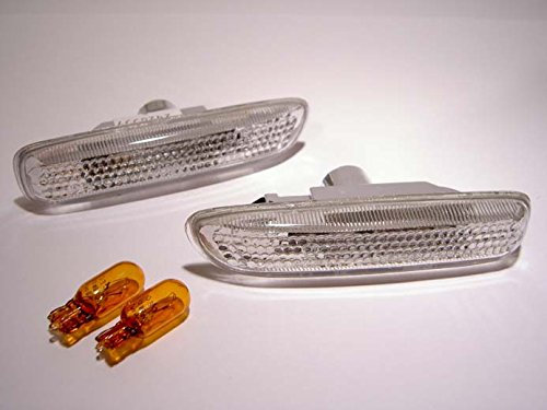 Autoteile Seitenblinker Set Weiß BMW E46 Limousine & Touring/Kombi (1998-2001) & Cabrio & Coupe (1999-2003) inkl. Glühlämpchen