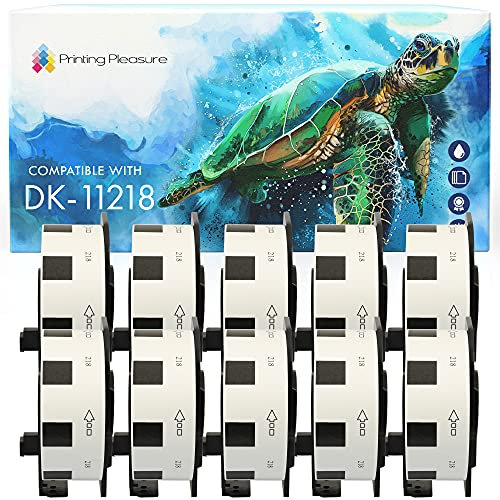 10x Runde-Etiketten kompatibel für Brother DK-11218 24mm x 24mm (1000 Stück/Rolle) P-Touch QL-500 550 560 570 700 710W 720NW 800 810W 820NWB 1050 1060N 1100 1110NWB, Thermopapier mit Kunststoffhalter