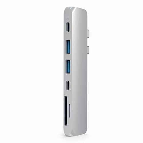 SATECHI USB-C Hub Adapter, 7-in-1 Dongle with 4K HDMI, 87W Power Delivery, 2 USB-A Ports, ata Port, Micro/SD Card Readers, for MacBook Pro, Air M1, M2, M3, M4 (Silver)