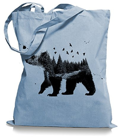 Ma2ca® Canada Bear Nature Bären Kanada Stoffbeutel Einkaufstasche Tasche Tragetasche/Bag WM101-skyblue