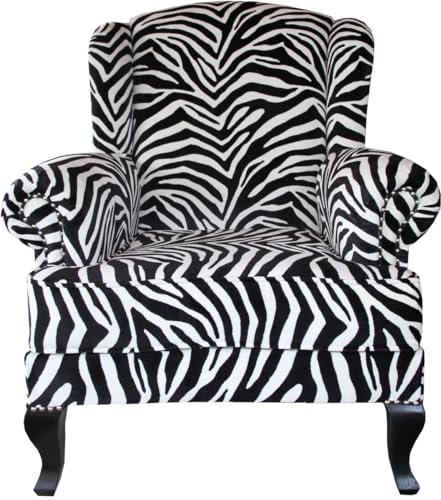 Casa Padrino Luxus Designer Chesterfield Ohren Sessel Zebra - Club Möbel - Limited Edition