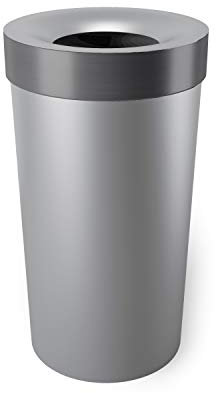 Umbra Vento Open Top-Basurero de Cocina Grande, Uso Interior, Exterior o Comercial, 16.5 galones, Gris/Acero, Polipropileno, 16.5 Gallon