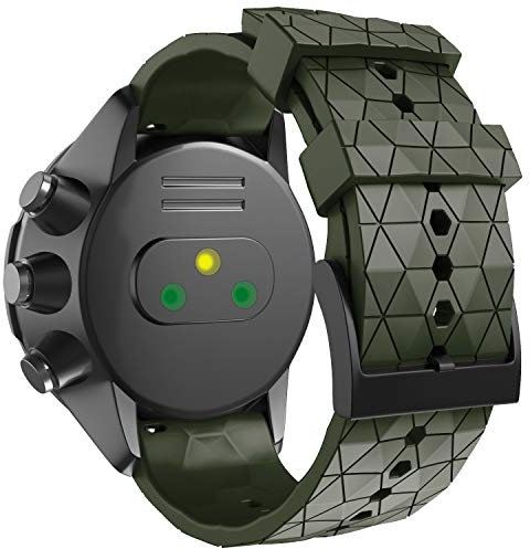 ANBEST Uhrenarmband Kompatibel mit Suunto 9/Suunto 7/Suunto 9 Baro Armband, 24mm Ersatzarmbänder Weiches Silikon für Suunto D5/Suunto Spartan Sport Wrist HR, Armee Grün