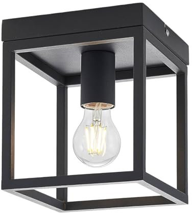 Lindby Deckenlampe Meron (Modern) in Schwarz aus Metall (1 flammig, E27) - Deckenleuchte Lampe Wohnzimmerleuchte