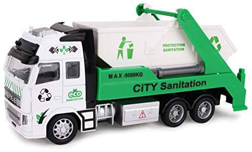 Toyland® 21cm Die Cast Pull Back Green Lorry with Moving Skip - Boys Friction Powered Truck Toys