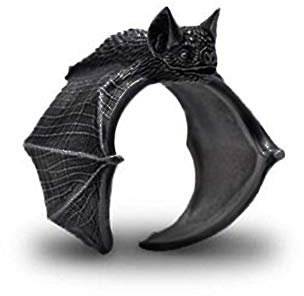BlackAmazement Ring Größenverstellbar Uni Größe Fledermaus Bat Gothic Silber Schwarz Damen Herren (Schwarz)