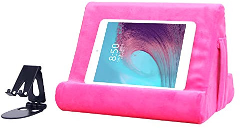 Tablet Stand Multi-Angle Tablet Pad Stand Lazy Holder Stand Soft Pad Stand Tablet Cushion Stand With Net Pocket & Black Phone Stand For Lap,Knee,Sofa and Bed Universal Phone Pad Stands(Pink)