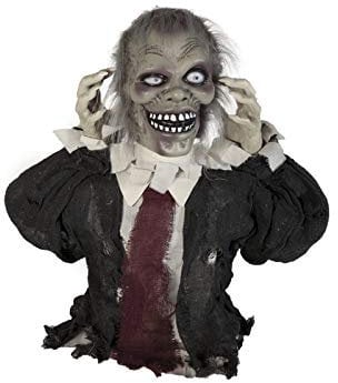 EUROPALMS Halloween Zombie Theo, 67cm | Animierter Zombie-Oberkörper mit Licht-, Sound-, und Bewegungseffekten