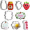 Fangleland Obst-Ausstechformen-Set mit Erdbeer-Motiv, Edelstahl, 7 Packungen für Beerenmädchen, süße 1. Geburtstag, Babyparty, Kuchen, Fondant, Kekse, Dekorationen