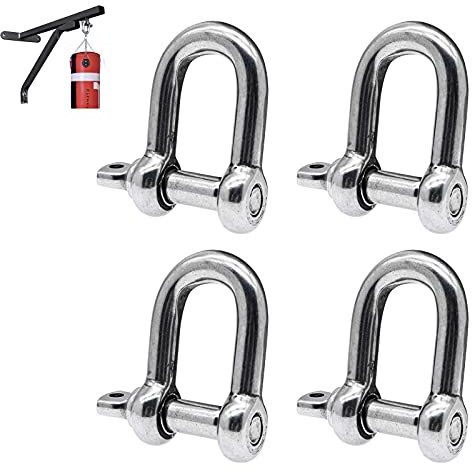 4 Pcs Schäkel Edelstahl Mini, Schäkel Klein Edelstahl, Schäkel Gerade Ankerschäkel, für Schwerlastbau, Rigging, Fahrzeugbergung, Schleppen, Zurrgurte, Hängezubehör, 12 * 22mm(Silber)