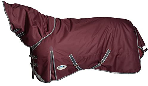 WeatherBeeta ComFiTec Plus Dynamic II Detach-A-Neck Medium Horse Turnout Rug, Maroon/Grey/White, 6'9