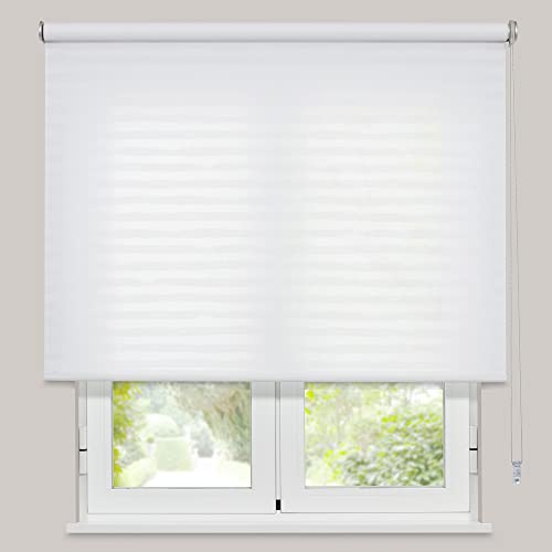 VIEWTEX Seitenzugrollo Lichtdurchlässig Printed Lines Weiss 105 X 250 cm 5 Jahre Garantie