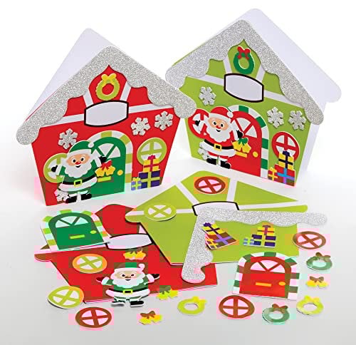 Baker Ross FE914 Santa‘s Werkstatt Karten Set - 6er Pack, Kartenrohlinge für die Kartenherstellung, Gestalte deine eigenen Weihnachtskarten, Ideal für Kinder Kunst und Bastelprojekte