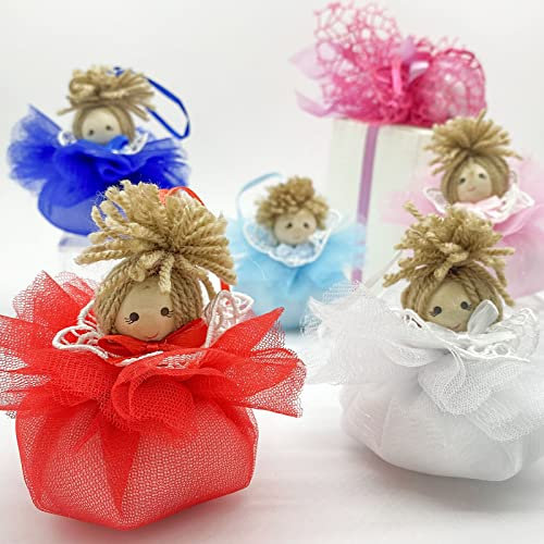 Tüllpuppe in verschiedenen Farben, originelle Mitbringsel, Gastgeschenke zur Geburt, Taufe, Geburtstag Mädchen (weiß)