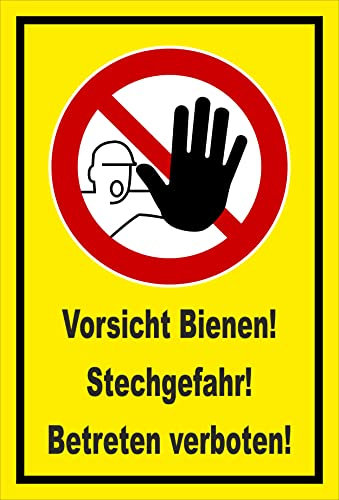 Melis-Folienwerkstatt Schild Vorsicht Bienen Stech-Gefahr 30x20cm - 3mm Aluverbund – 20 VAR S00359-233-C